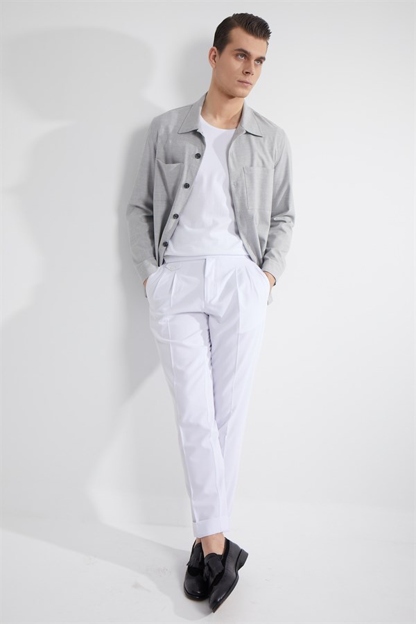 GREY BUTTONED SUMMER COAT - SLIM FIT